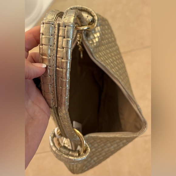 Metallic Woven Leather Tote Shoulder Bag - Picture 4 of 4